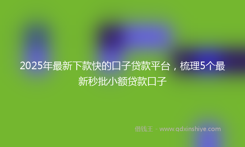 2025年最新下款快的口子贷款平台，梳理5个最新秒批小额贷款口子