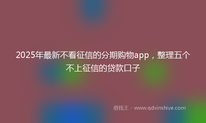 2025年最新不看征信的分期购物app，整理五个不上征信的贷款口子