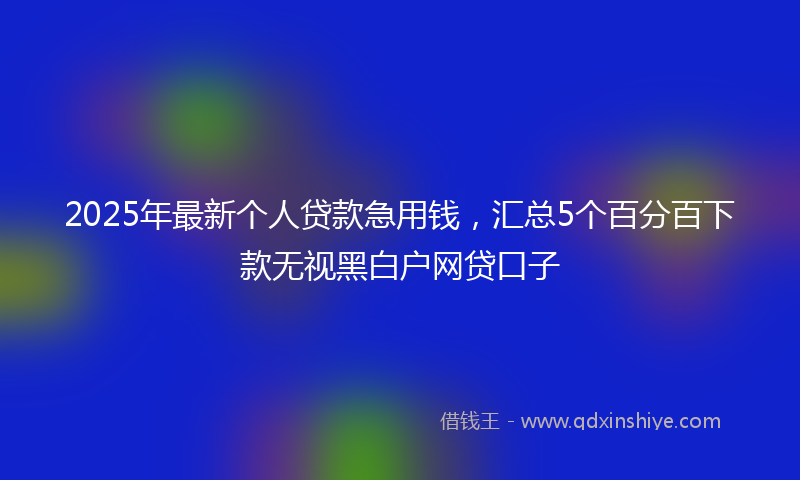 2025年最新个人贷款急用钱，汇总5个百分百下款无视黑白户网贷口子