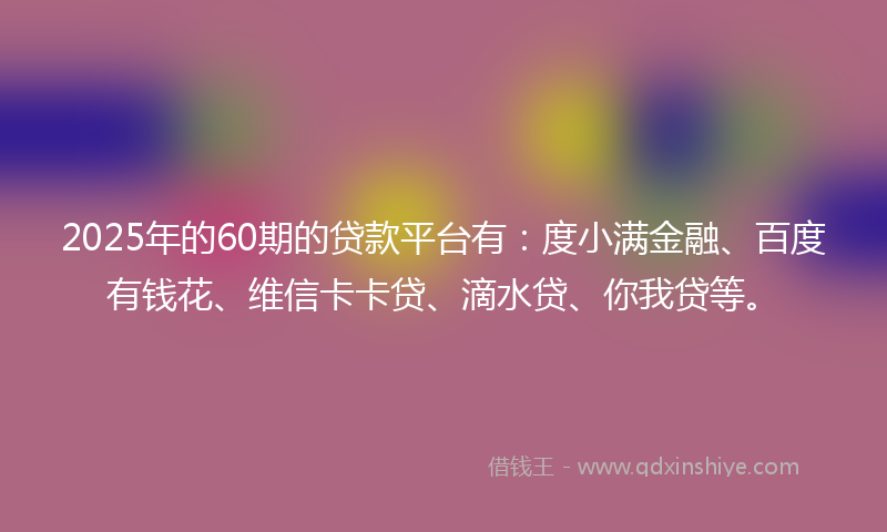 2025年的60期的贷款平台有：度小满金融、百度有钱花、维信卡卡贷、滴水贷、你我贷等。