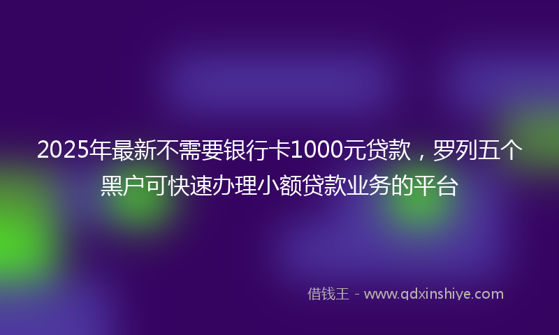 2025年最新不需要银行卡1000元贷款，罗列五个黑户可快速办理小额贷款业务的平台