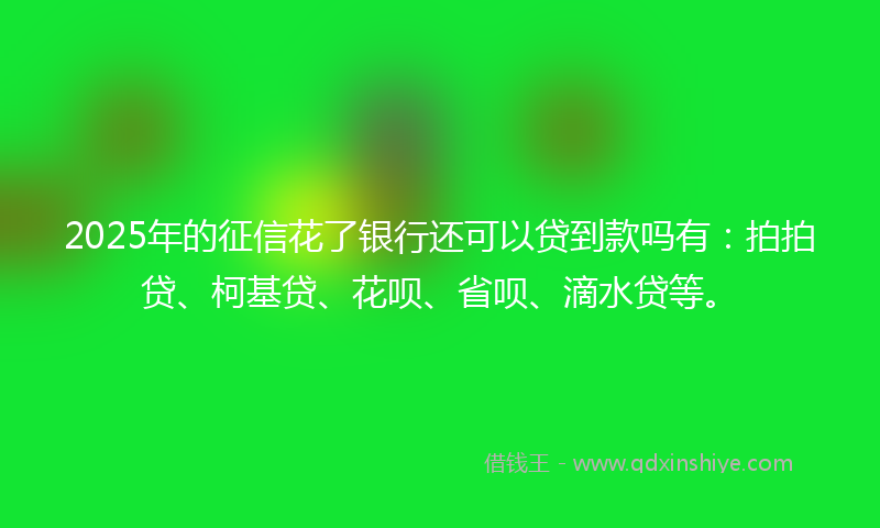 2025年的征信花了银行还可以贷到款吗有：拍拍贷、柯基贷、花呗、省呗、滴水贷等。