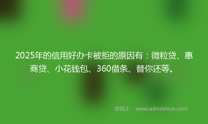 2025年的信用好办卡被拒的原因有：微粒贷、惠商贷、小花钱包、360借条、替你还等。
