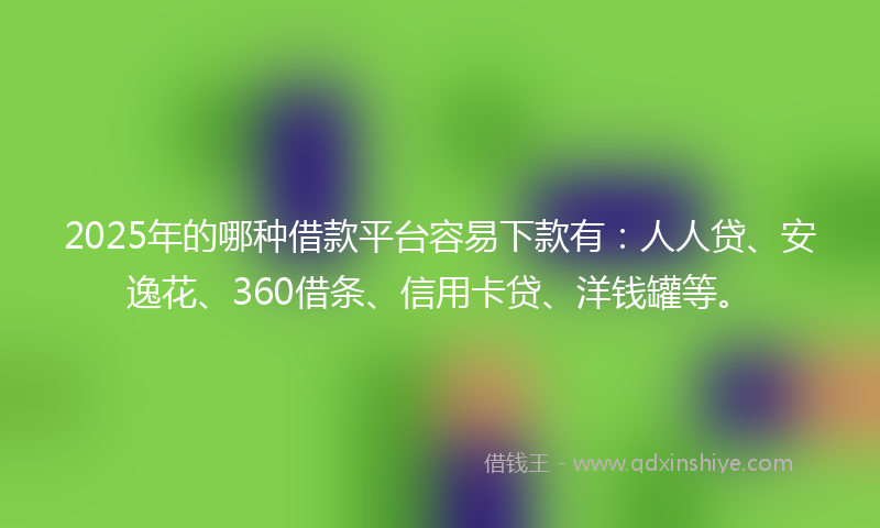 2025年的哪种借款平台容易下款有：人人贷、安逸花、360借条、信用卡贷、洋钱罐等。