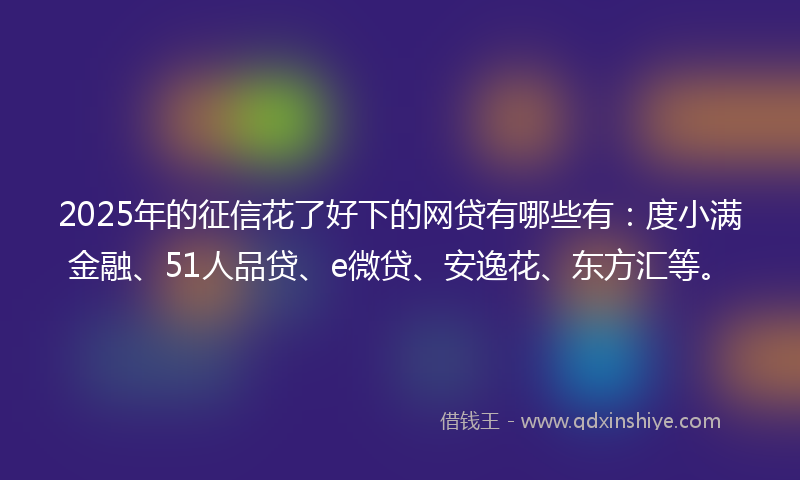 2025年的征信花了好下的网贷有哪些有：度小满金融、51人品贷、e微贷、安逸花、东方汇等。