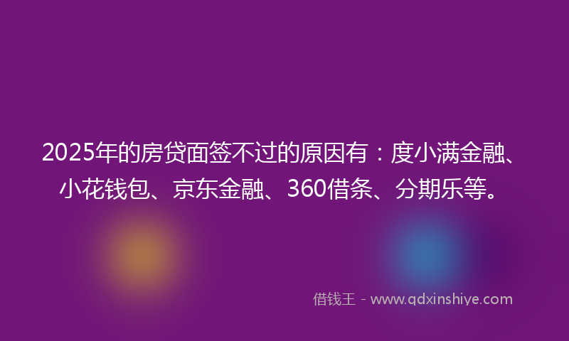 2025年的房贷面签不过的原因有：度小满金融、小花钱包、京东金融、360借条、分期乐等。