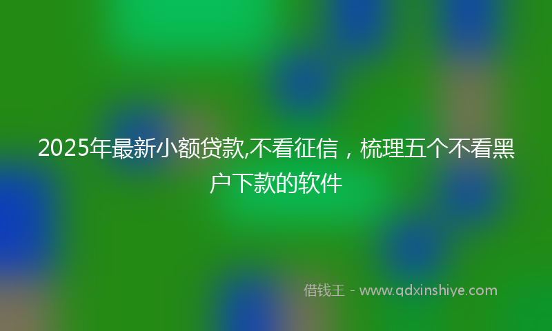 2025年最新小额贷款,不看征信，梳理五个不看黑户下款的软件