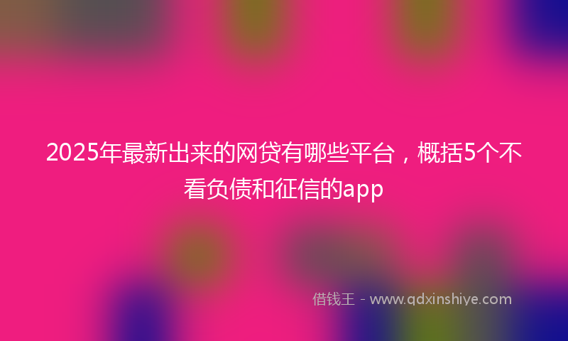 2025年最新出来的网贷有哪些平台，概括5个不看负债和征信的app
