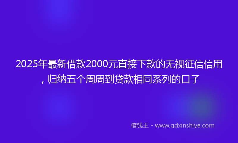 2025年最新借款2000元直接下款的无视征信信用，归纳五个周周到贷款相同系列的口子