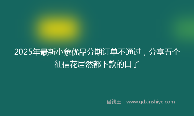 2025年最新小象优品分期订单不通过，分享五个征信花居然都下款的口子