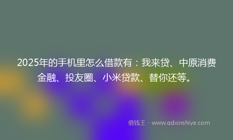 2025年的手机里怎么借款有：我来贷、中原消费金融、投友圈、小米贷款、替你还等。