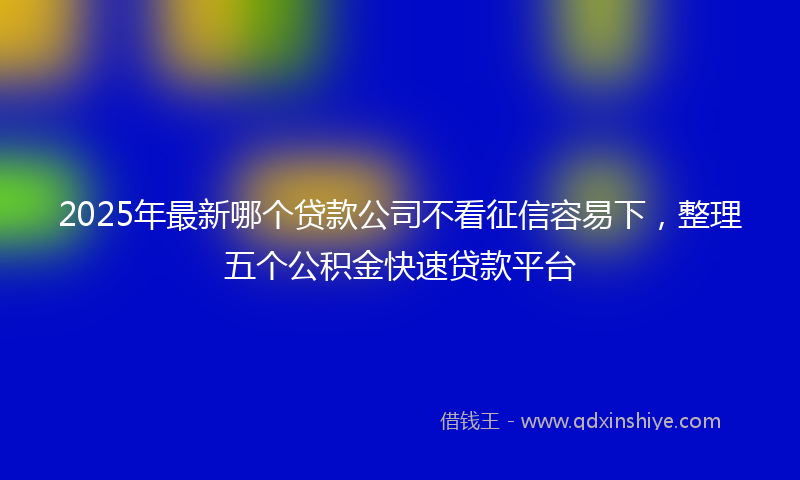 2025年最新哪个贷款公司不看征信容易下，整理五个公积金快速贷款平台