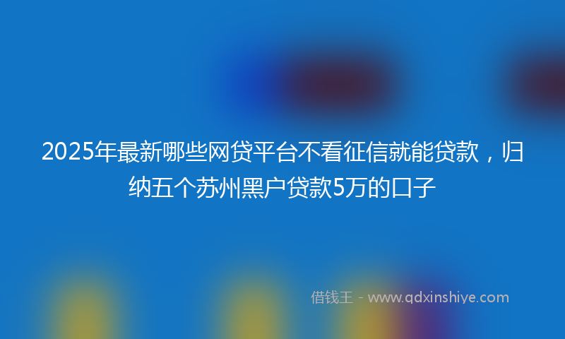 2025年最新哪些网贷平台不看征信就能贷款，归纳五个苏州黑户贷款5万的口子