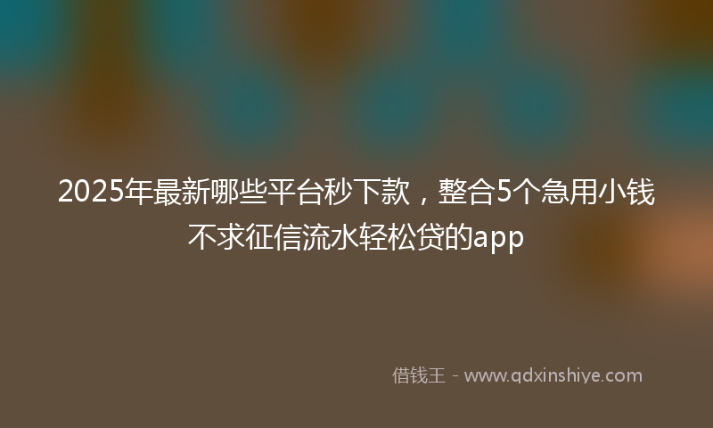 2025年最新哪些平台秒下款，整合5个急用小钱不求征信流水轻松贷的app
