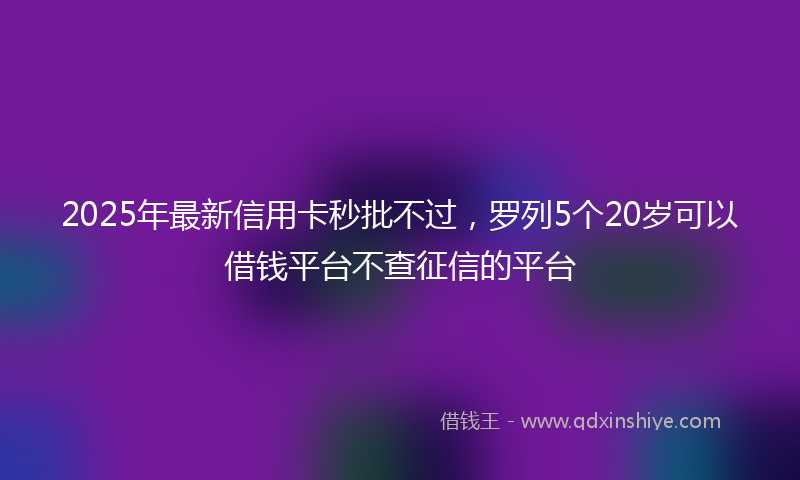 2025年最新信用卡秒批不过，罗列5个20岁可以借钱平台不查征信的平台