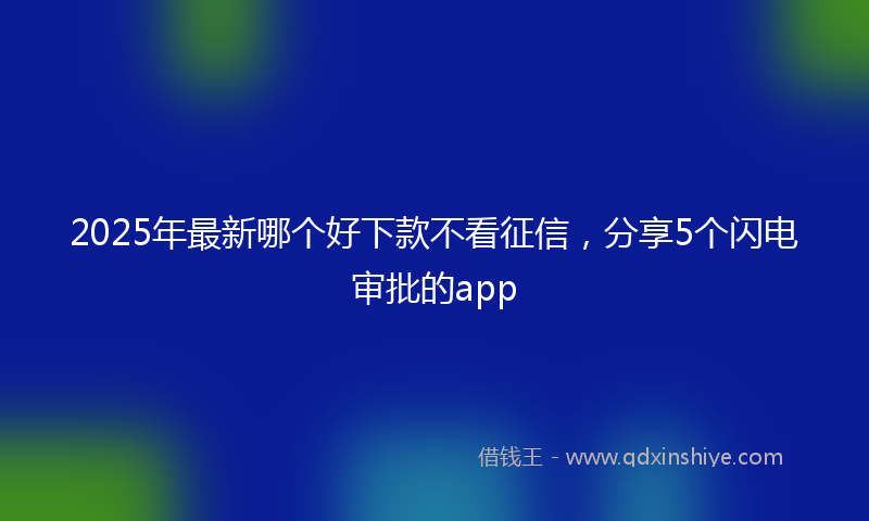 2025年最新哪个好下款不看征信，分享5个闪电审批的app
