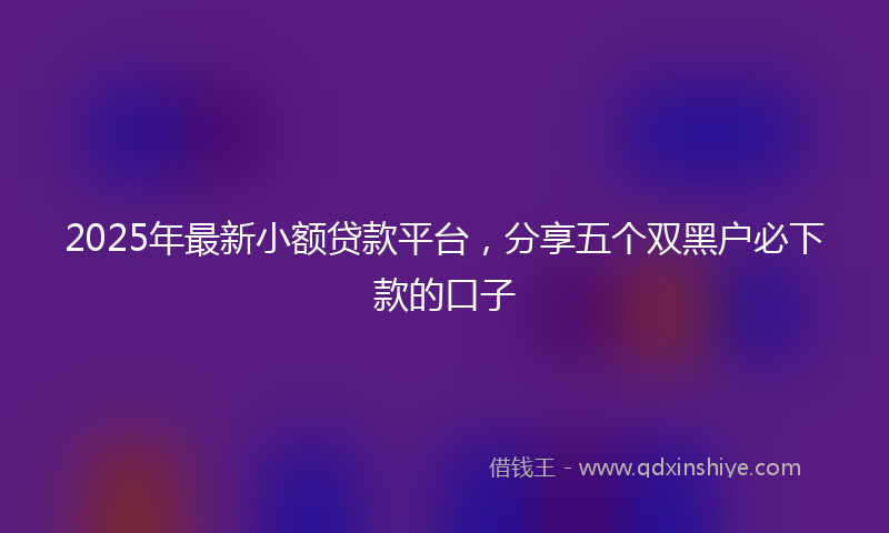 2025年最新小额贷款平台，分享五个双黑户必下款的口子
