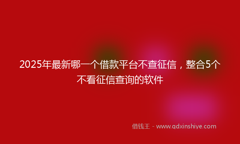 2025年最新哪一个借款平台不查征信，整合5个不看征信查询的软件