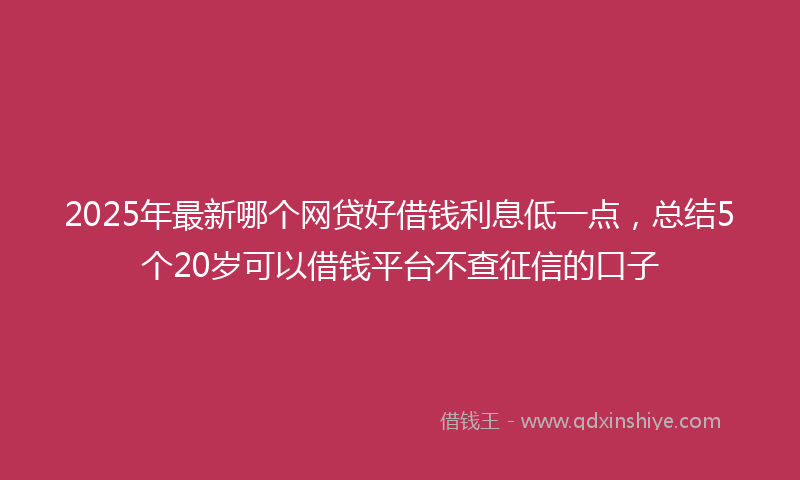 2025年最新哪个网贷好借钱利息低一点，总结5个20岁可以借钱平台不查征信的口子
