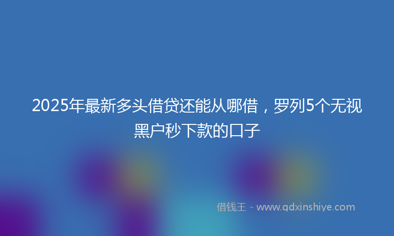 2025年最新多头借贷还能从哪借，罗列5个无视黑户秒下款的口子