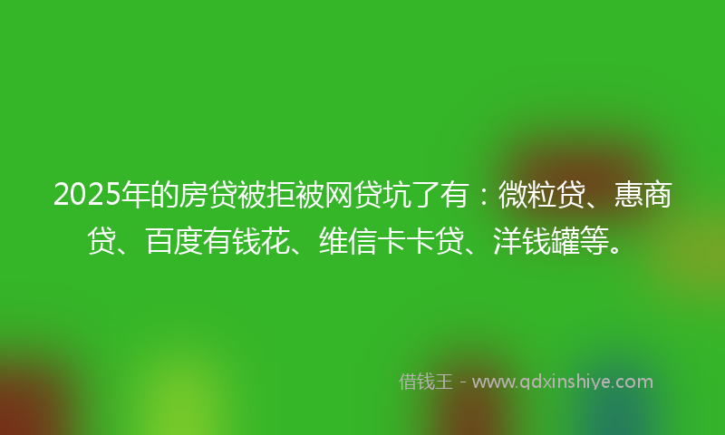 2025年的房贷被拒被网贷坑了有：微粒贷、惠商贷、百度有钱花、维信卡卡贷、洋钱罐等。