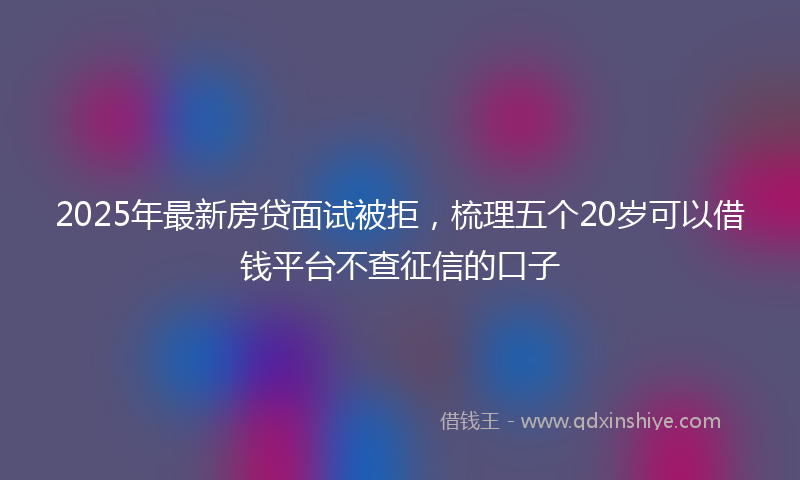 2025年最新房贷面试被拒，梳理五个20岁可以借钱平台不查征信的口子