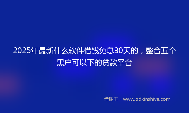2025年最新什么软件借钱免息30天的，整合五个黑户可以下的贷款平台