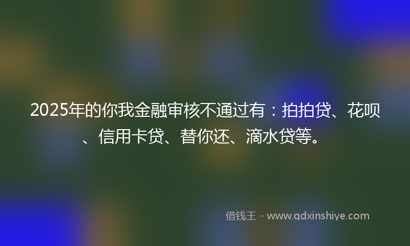 2025年的你我金融审核不通过有：拍拍贷、花呗、信用卡贷、替你还、滴水贷等。