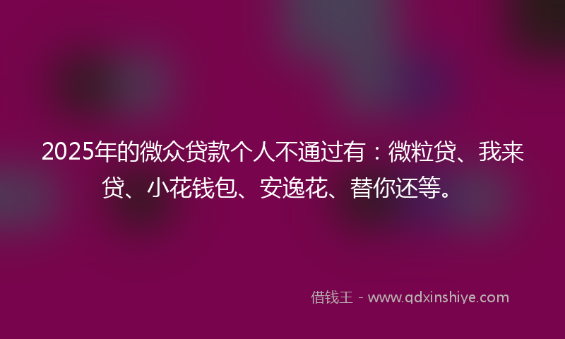 2025年的微众贷款个人不通过有：微粒贷、我来贷、小花钱包、安逸花、替你还等。