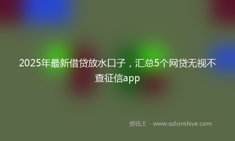2025年最新借贷放水口子，汇总5个网贷无视不查征信app