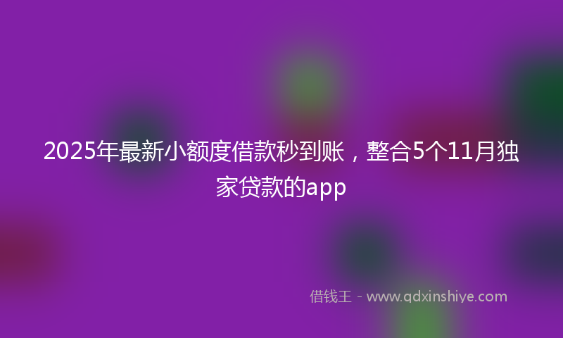 2025年最新小额度借款秒到账，整合5个11月独家贷款的app