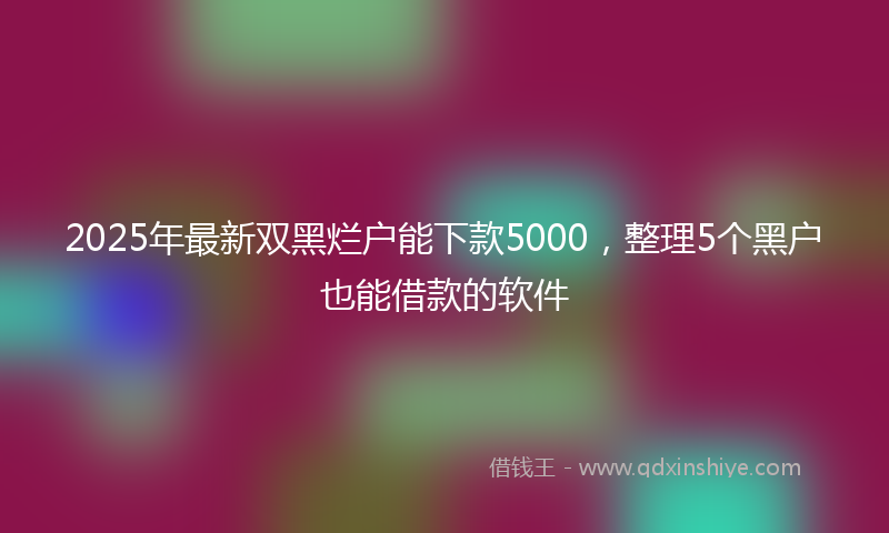 2025年最新双黑烂户能下款5000，整理5个黑户也能借款的软件