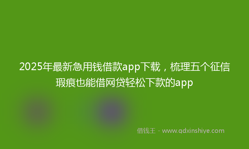 2025年最新急用钱借款app下载，梳理五个征信瑕疵也能借网贷轻松下款的app