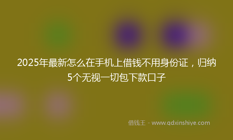 2025年最新怎么在手机上借钱不用身份证，归纳5个无视一切包下款口子