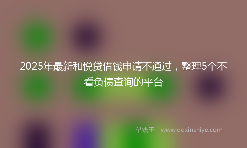 2025年最新和悦贷借钱申请不通过，整理5个不看负债查询的平台