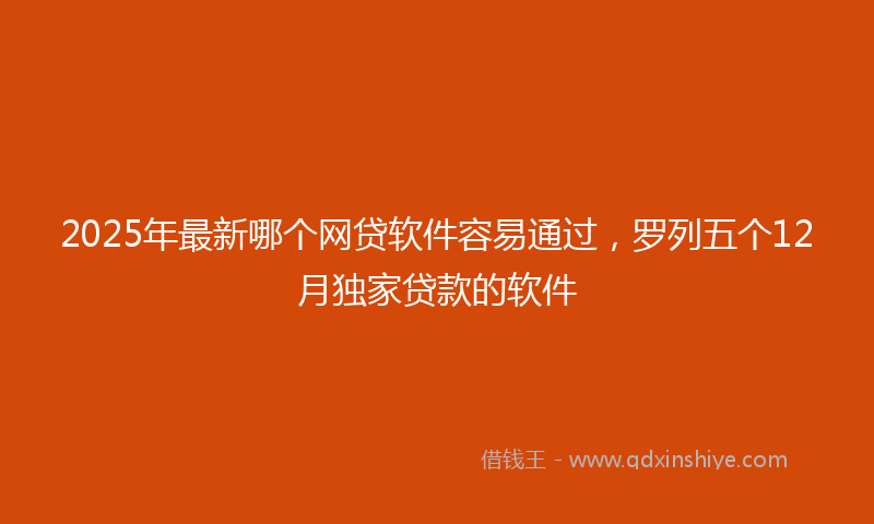 2025年最新哪个网贷软件容易通过，罗列五个12月独家贷款的软件