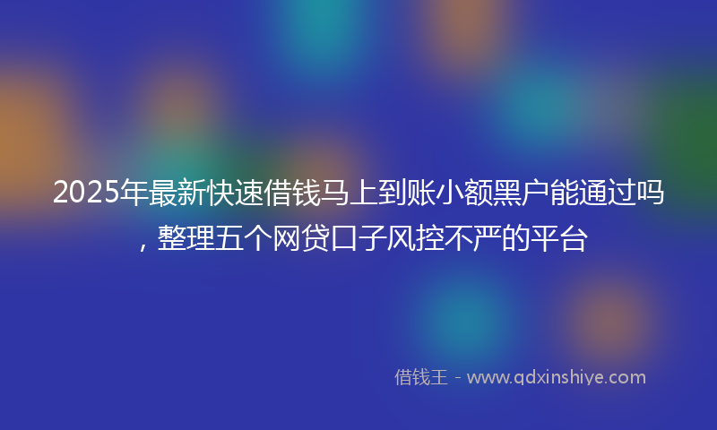 2025年最新快速借钱马上到账小额黑户能通过吗，整理五个网贷口子风控不严的平台