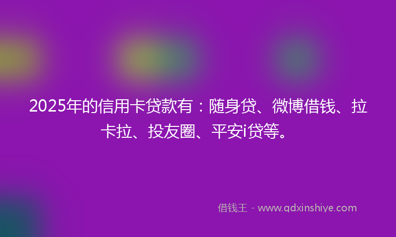 2025年的信用卡贷款有：随身贷、微博借钱、拉卡拉、投友圈、平安i贷等。