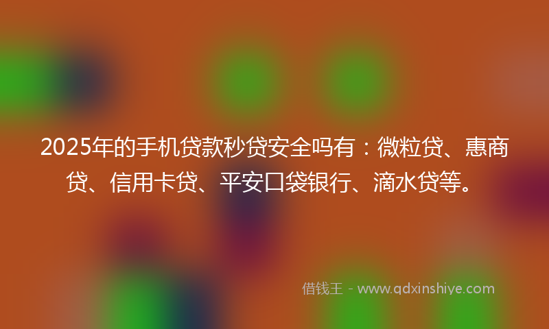 2025年的手机贷款秒贷安全吗有：微粒贷、惠商贷、信用卡贷、平安口袋银行、滴水贷等。