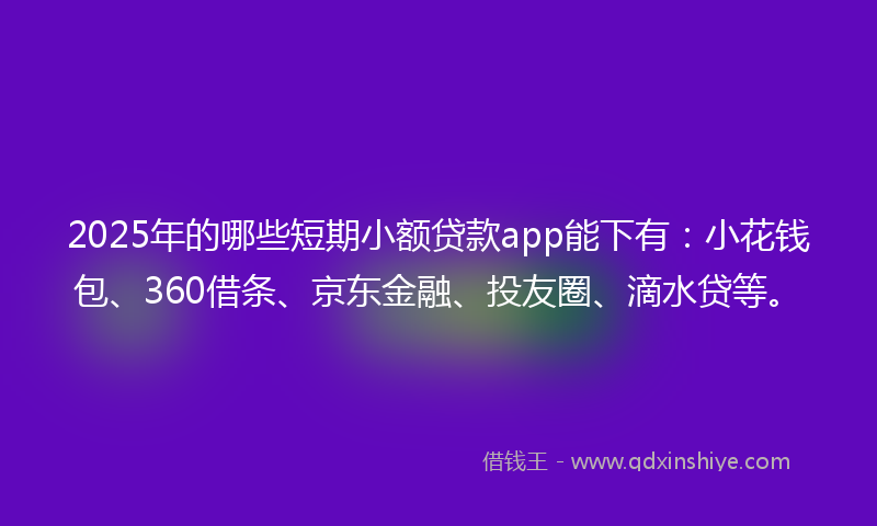 2025年的哪些短期小额贷款app能下有：小花钱包、360借条、京东金融、投友圈、滴水贷等。