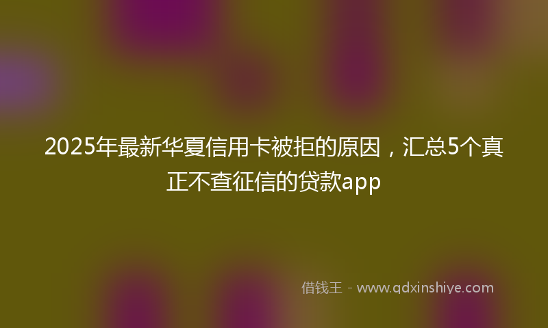 2025年最新华夏信用卡被拒的原因，汇总5个真正不查征信的贷款app