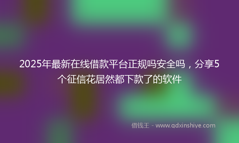 2025年最新在线借款平台正规吗安全吗，分享5个征信花居然都下款了的软件