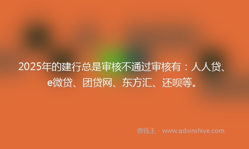 2025年的建行总是审核不通过审核有：人人贷、e微贷、团贷网、东方汇、还呗等。