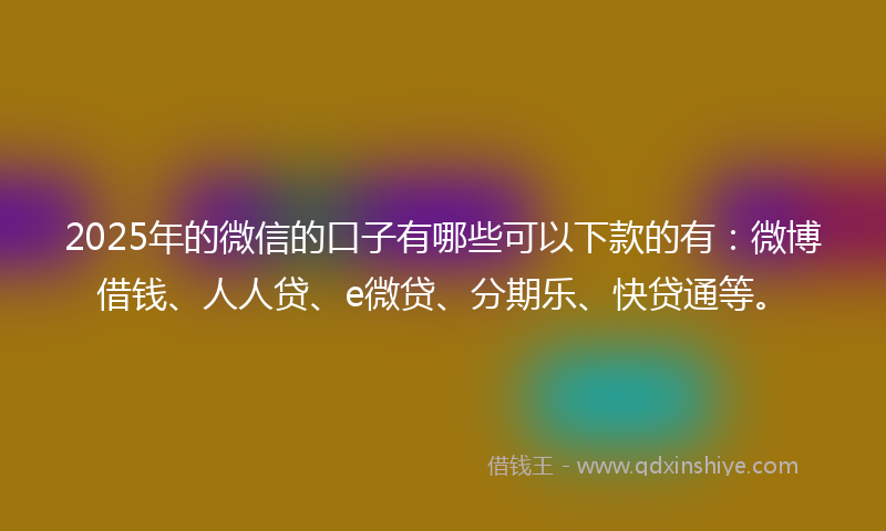 2025年的微信的口子有哪些可以下款的有：微博借钱、人人贷、e微贷、分期乐、快贷通等。