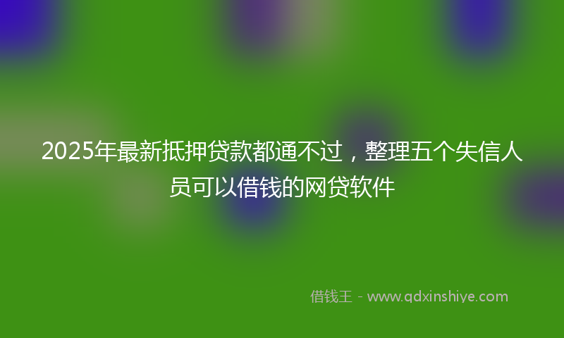 2025年最新抵押贷款都通不过，整理五个失信人员可以借钱的网贷软件