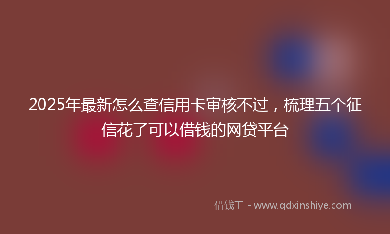 2025年最新怎么查信用卡审核不过，梳理五个征信花了可以借钱的网贷平台