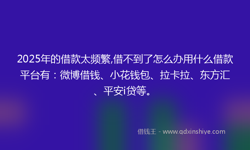2025年的借款太频繁,借不到了怎么办用什么借款平台有：微博借钱、小花钱包、拉卡拉、东方汇、平安i贷等。