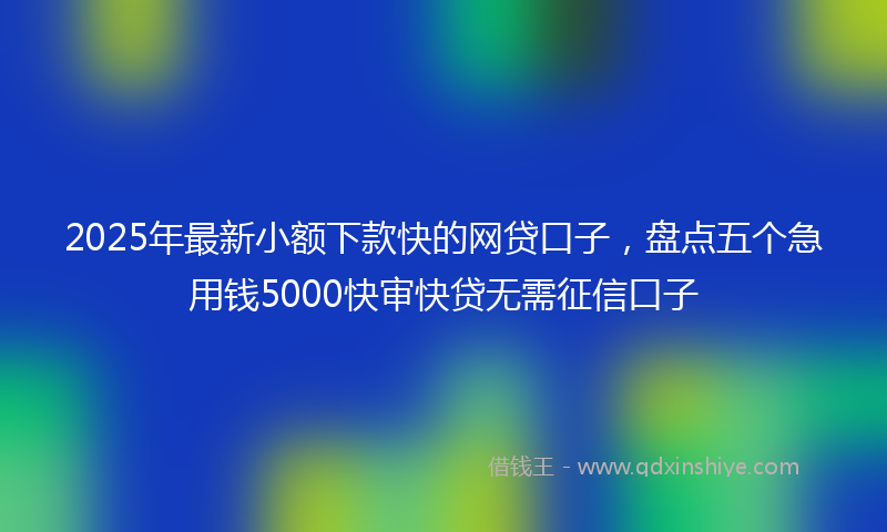 2025年最新小额下款快的网贷口子，盘点五个急用钱5000快审快贷无需征信口子