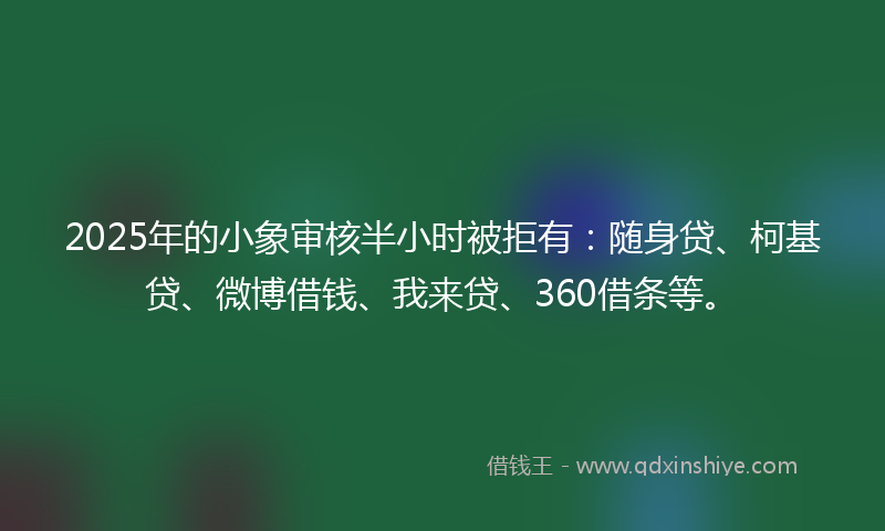 2025年的小象审核半小时被拒有：随身贷、柯基贷、微博借钱、我来贷、360借条等。