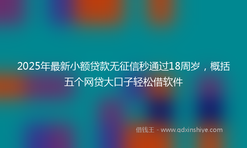 2025年最新小额贷款无征信秒通过18周岁，概括五个网贷大口子轻松借软件